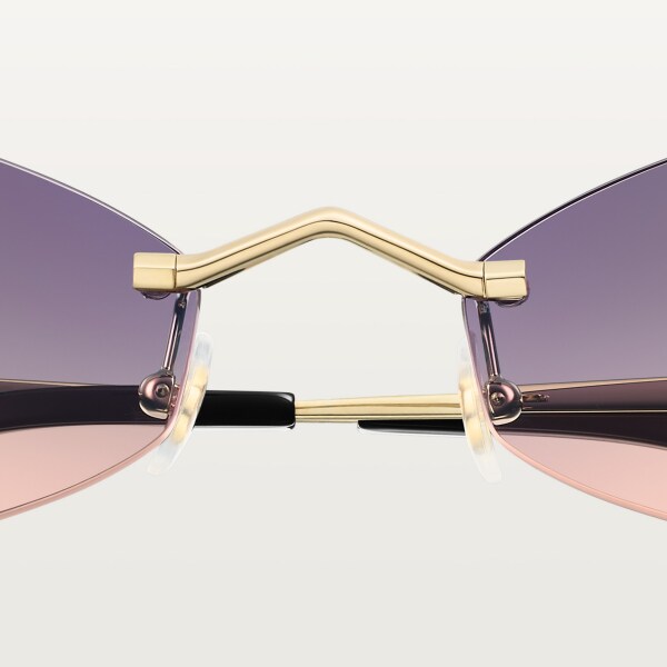 Panthère de Cartier 太陽眼鏡 光滑金色飾面金屬，紫色鏡片