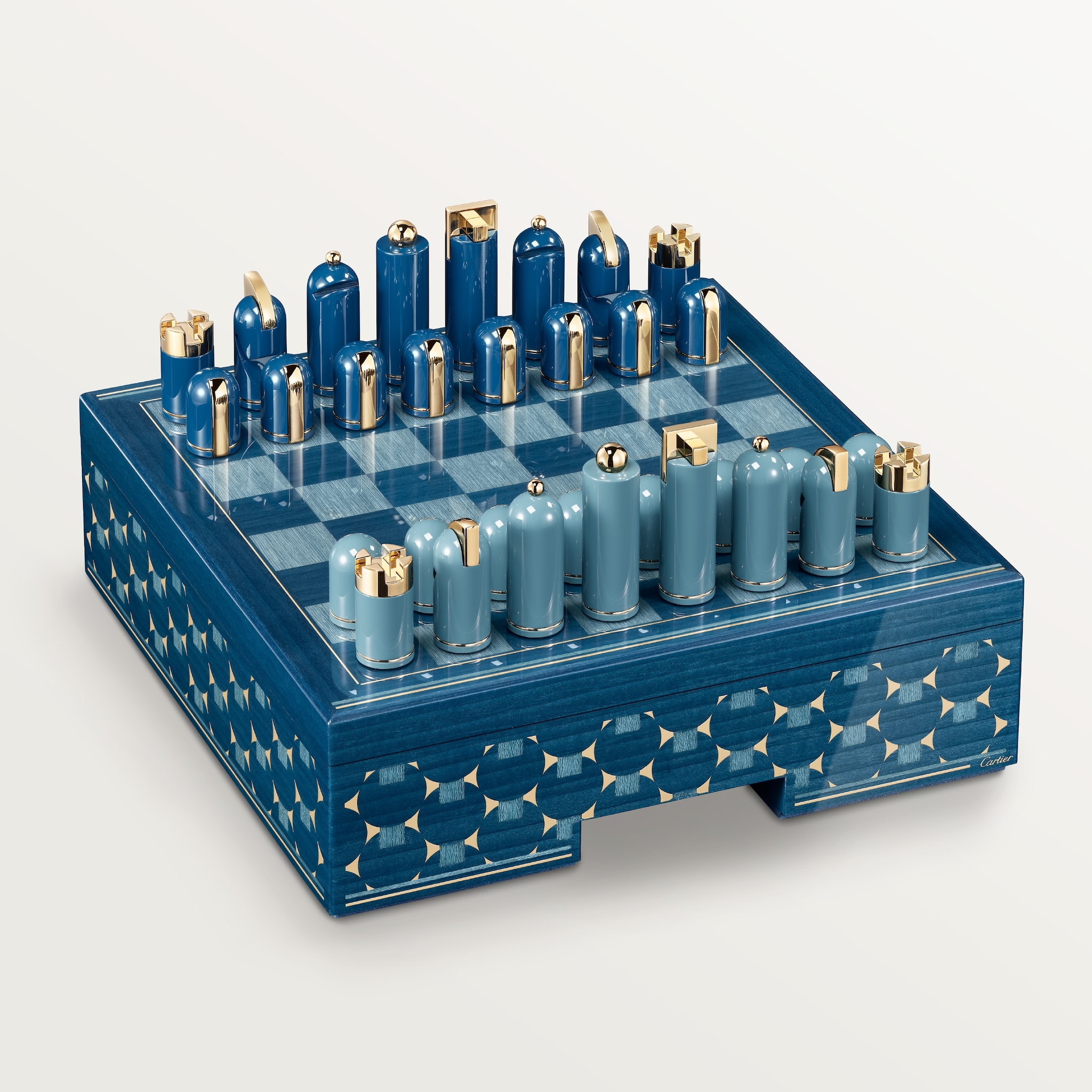 Cartier Géométrique Chess SetLacquered wood, golden transfers