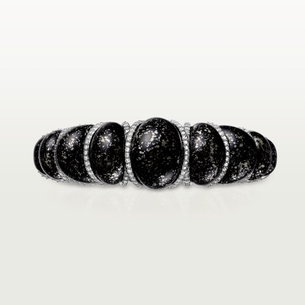 Tressage Bracelet Platinum , obsidians