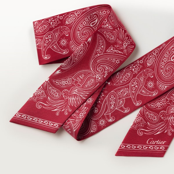 Double C Paisley 絲巾 紅色斜紋真絲