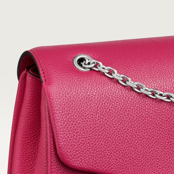 手袋，小型款，Panthère Graphique 紅莓色小牛皮，金色飾面