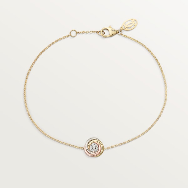 Trinity 手鐲，鏈帶設計，明亮式切割圓鑽 白色黃金，黃金，玫瑰金，鑽石