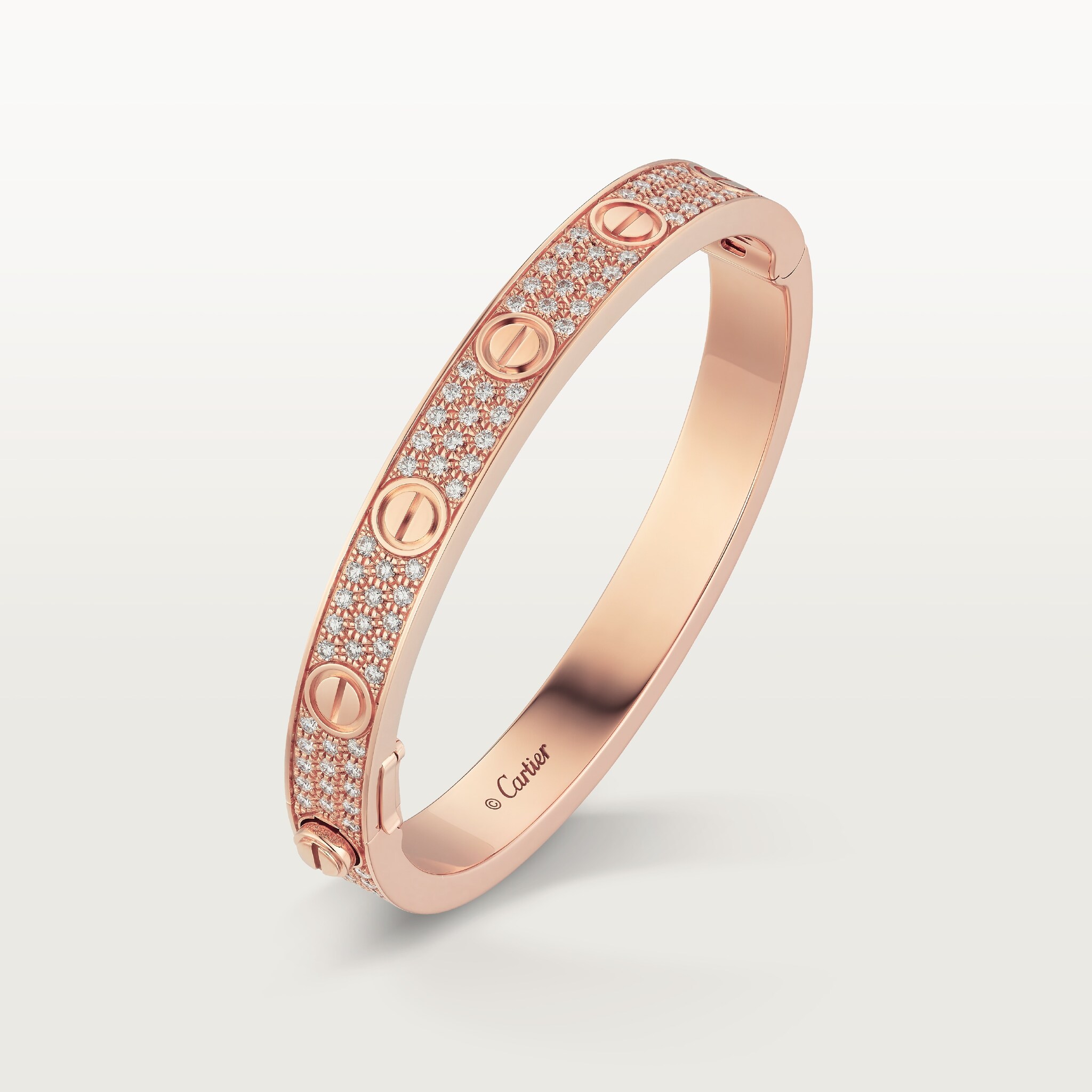 CRN6036917 - LOVE bracelet, classic model, paved - Rose gold 