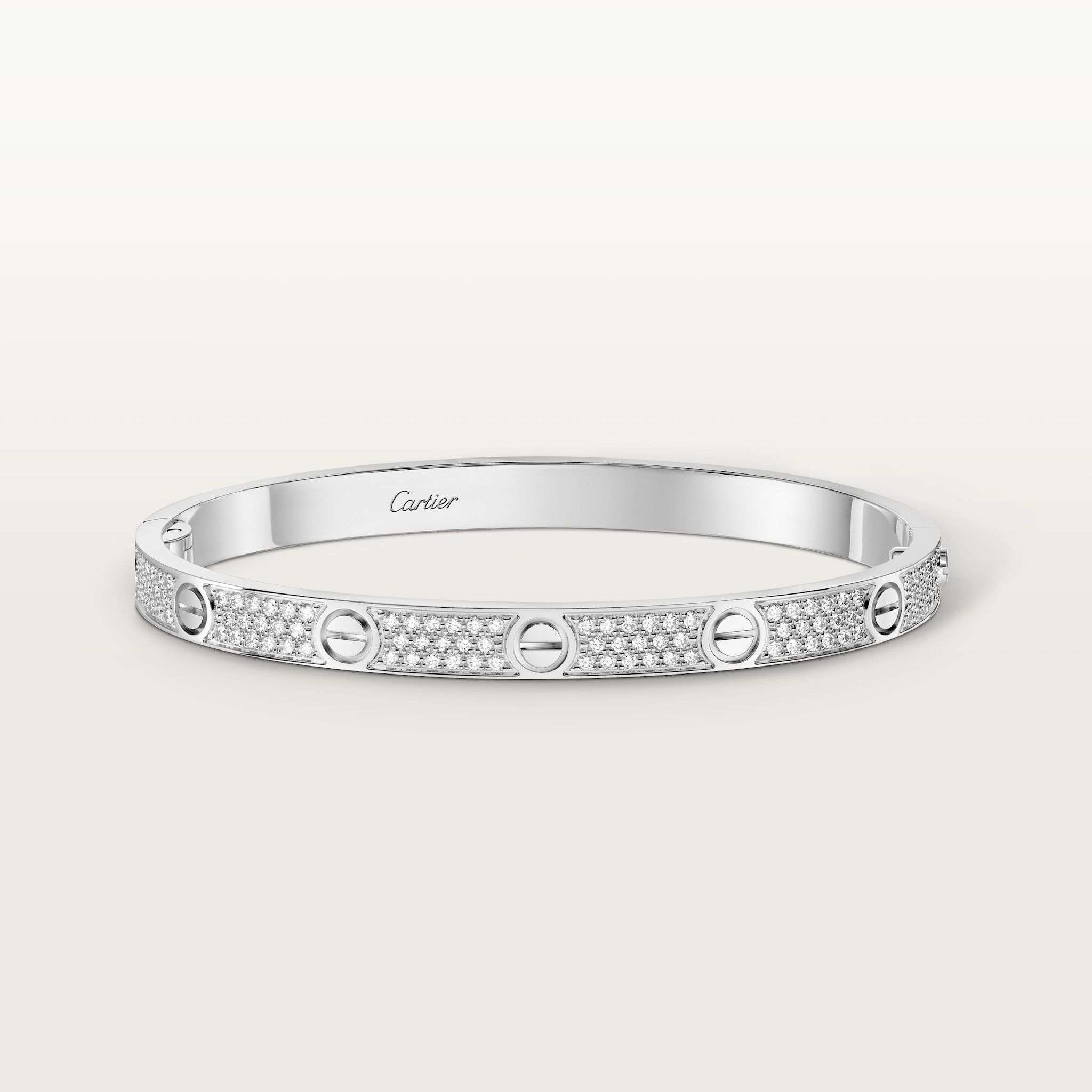 Love bracelet, medium model, pavedWhite gold, diamonds
