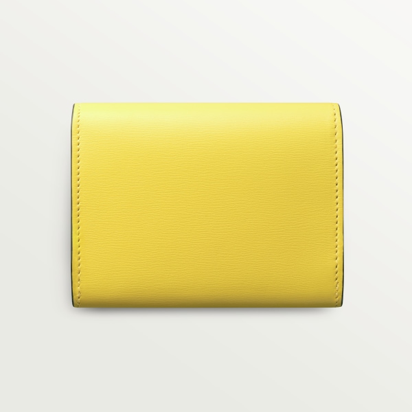 Mini wallet, Panthère de Cartier Yellow calfskin, palladium finish