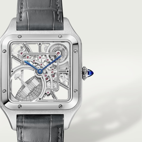 Santos-Dumont 鏤空腕錶 大型款，自動上鏈鏤空機械機芯，精鋼，皮革