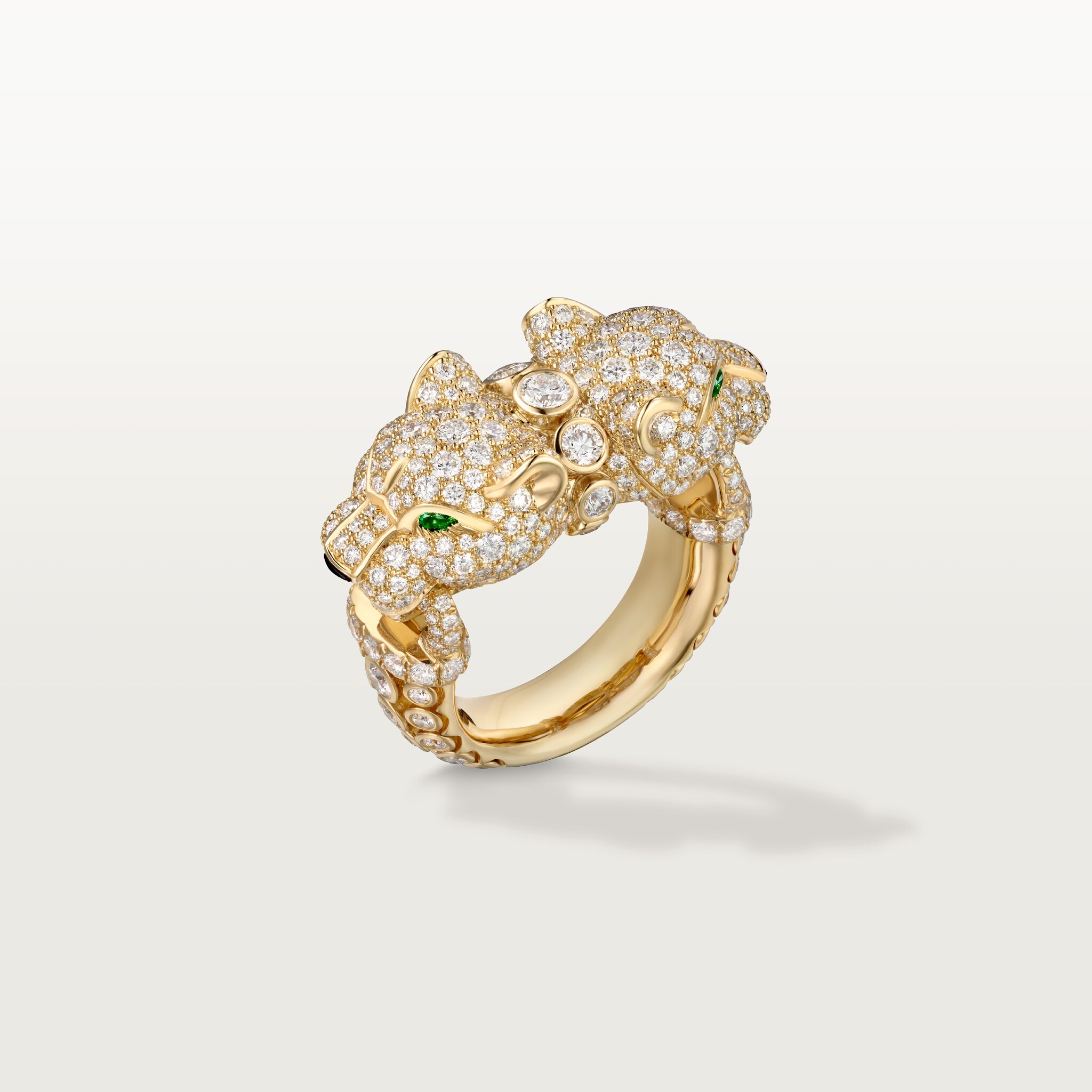 Panthère de Cartier ring, pavedYellow gold, onyx, emeralds, diamonds