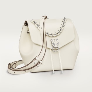 背包，Panthère Graphique de Cartier 鹽白色粒面小牛皮，鍍鈀飾面