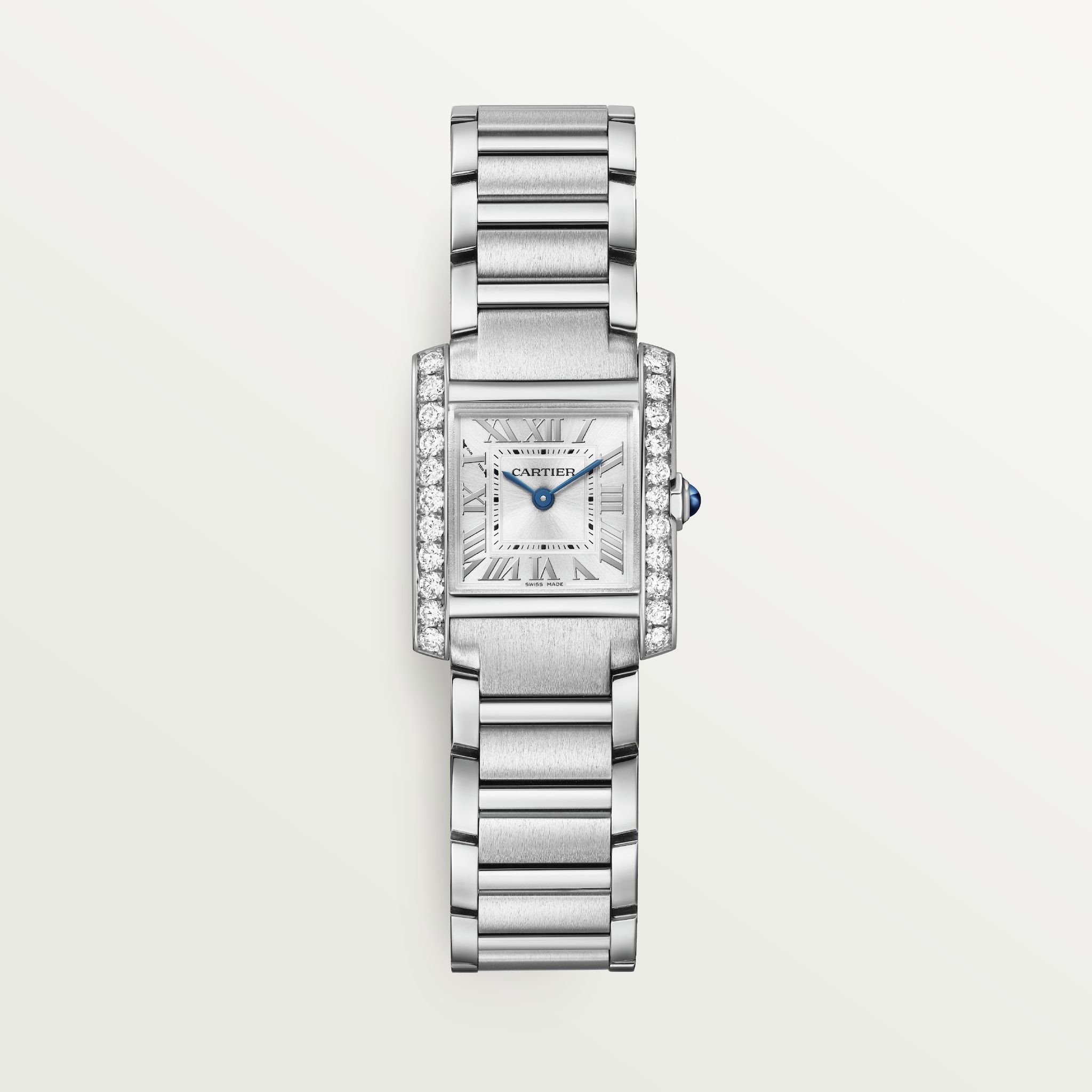 Tank Française watchSmall model, quartz movement, steel, diamonds