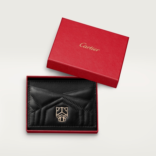 卡片夾，Panthère de Cartier 黑色襯墊小牛皮，金色飾面