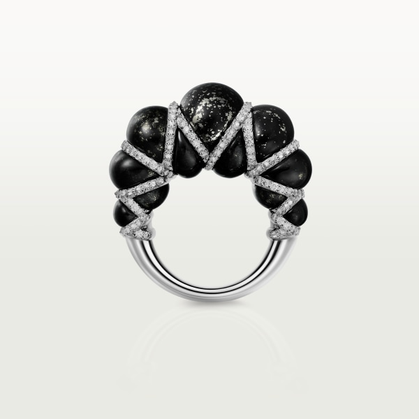 Tressage ring Platinum 950/1000, metaquartzites