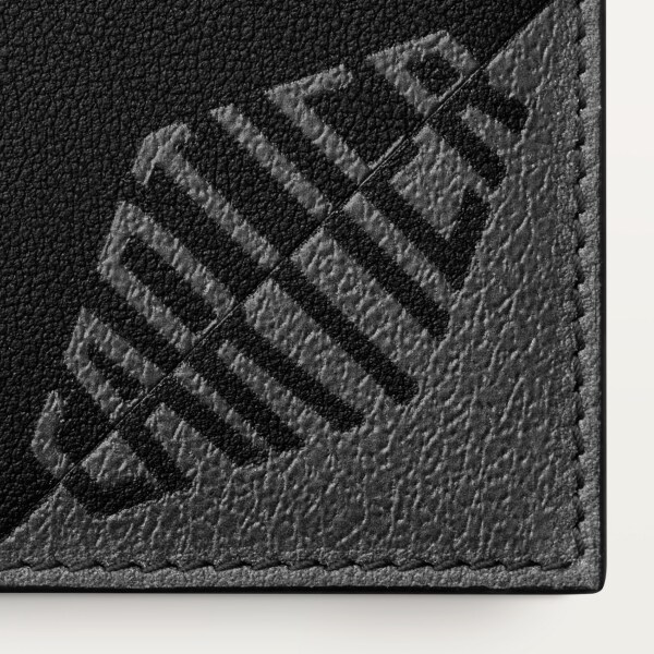 Six-credit card compact wallet, Cartier Losange Shadow Black and anthracite calfskin