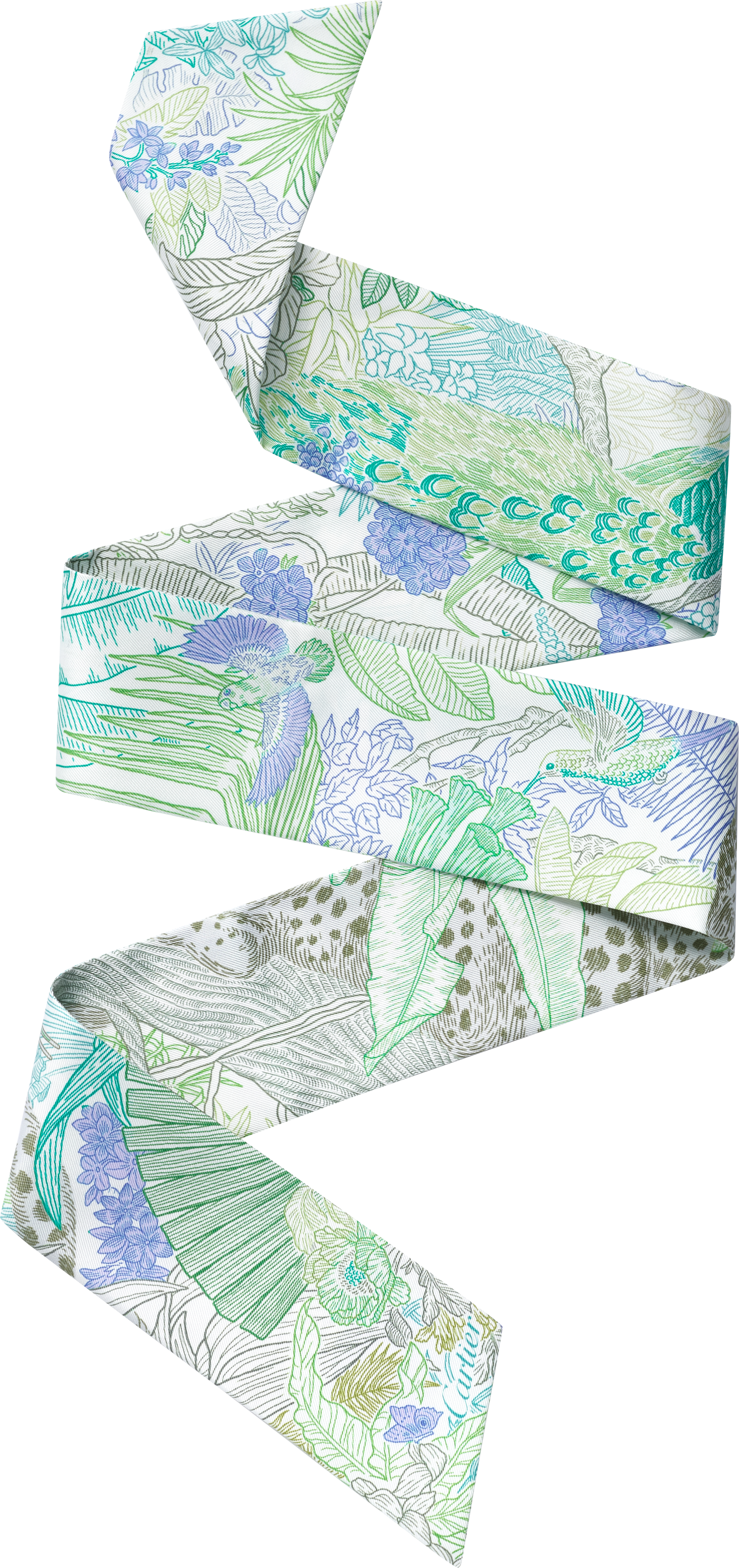  Panther Greenhouse 絲巾 灰綠色斜紋真絲