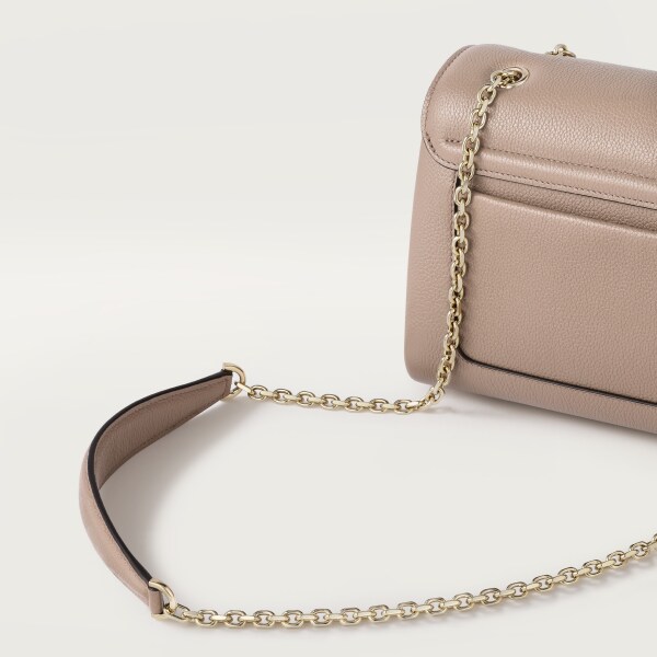 鏈帶手袋，小型款，Panthère Graphique de Cartier 土褐色粒面小牛皮，金色飾面