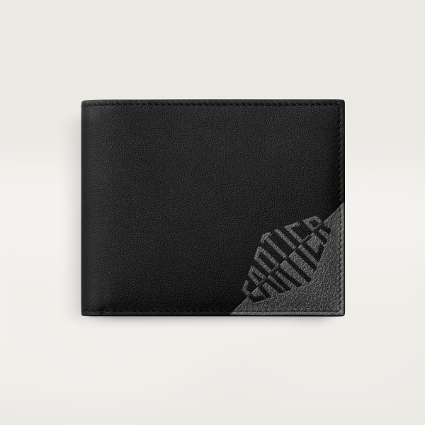 Six-credit card compact wallet, Cartier Losange Shadow Black and anthracite calfskin