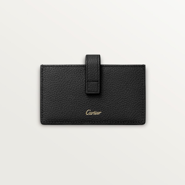 風琴式卡片夾，Trinity 黑色粒面小牛皮，金色、鍍鈀及玫瑰金色飾面