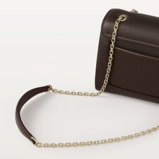 手袋，小型款，Panthère Graphique 棕褐色粒面小牛皮，金色飾面