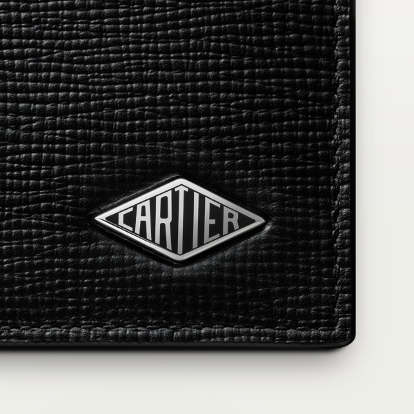 Four-credit card holder, Cartier Losange Grained black calfskin, black enamel and palladium finish