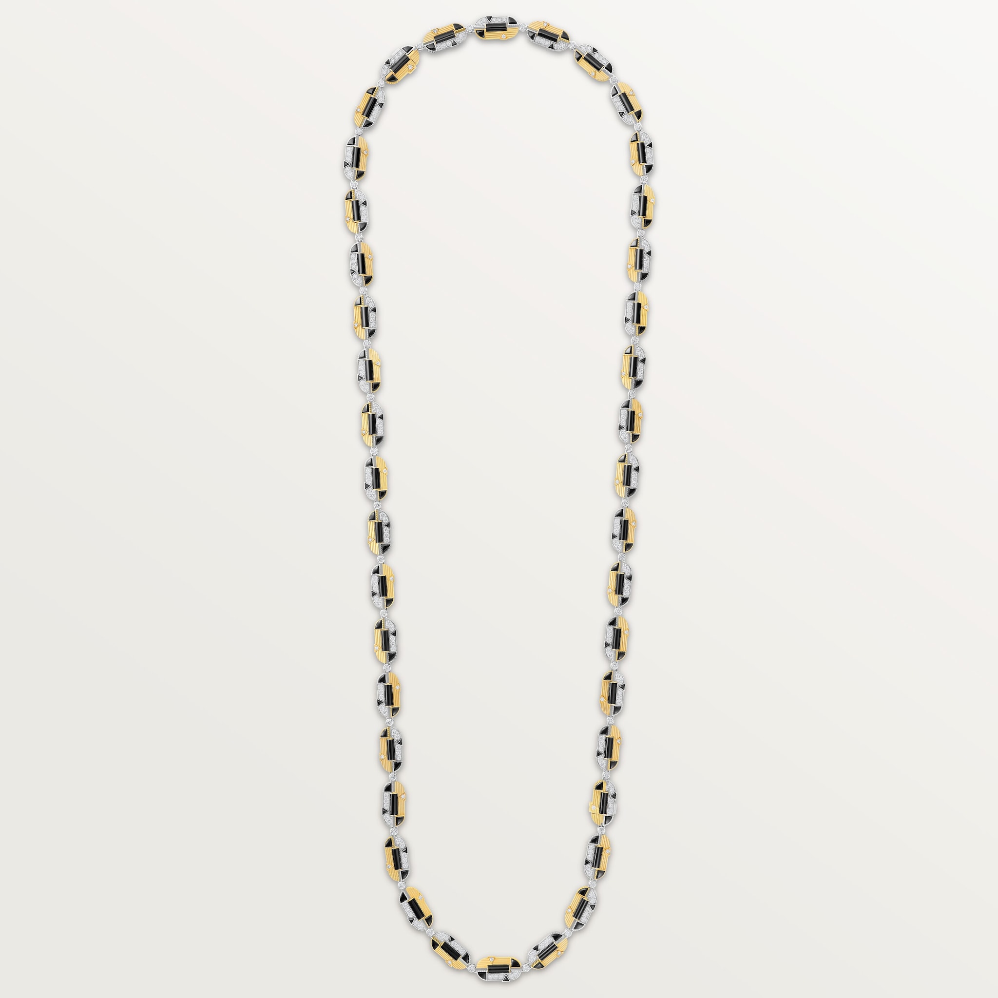 Géométrie & Contrastes necklace, onyx, transformable, pavedYellow gold, white gold, onyx, diamonds