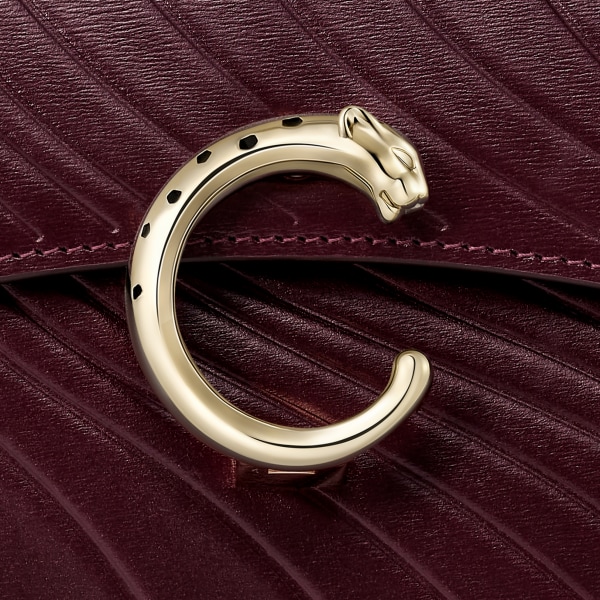 手袋，小型款，Panthère C de Cartier 葡萄紫色小牛皮，壓印 Cartier 標誌圖案，金色飾面