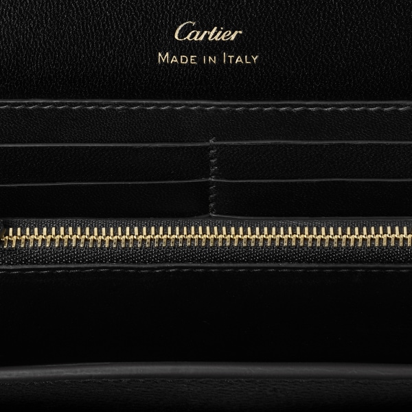 翻蓋銀包，Panthère de Cartier 黑色小牛皮，金色飾面及黑色琺瑯