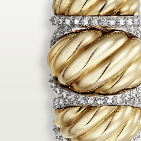 Tressage 戒指 鉑金，黃金，鑽石。