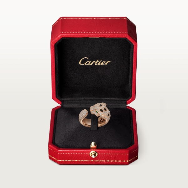 Panthère de Cartier 戒指 玫瑰金，鑽石，縞瑪瑙，祖母綠