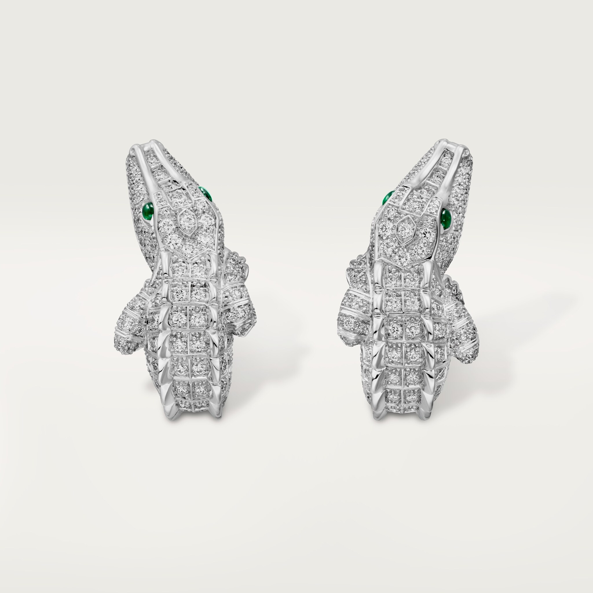 Faune et Flore de Cartier earrings, pavedWhite gold, emeralds, diamonds