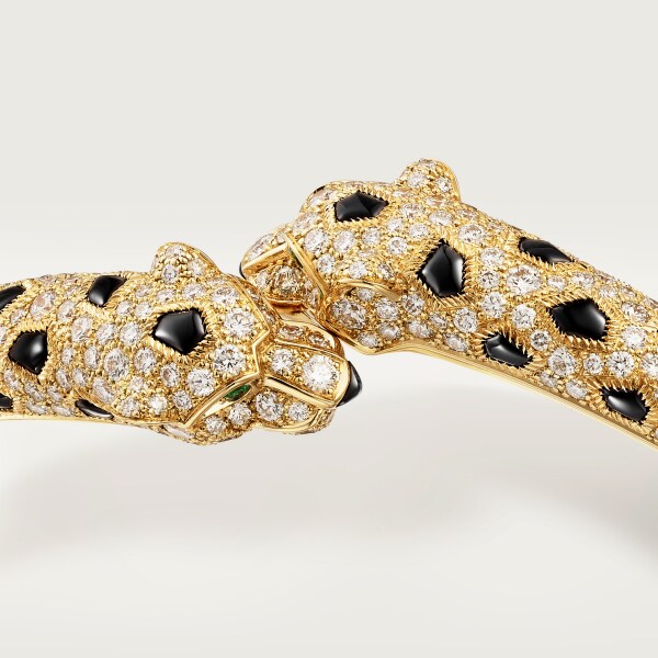 Panthère de Cartier bracelet, semi-paved Yellow gold, emeralds, onyx, diamonds