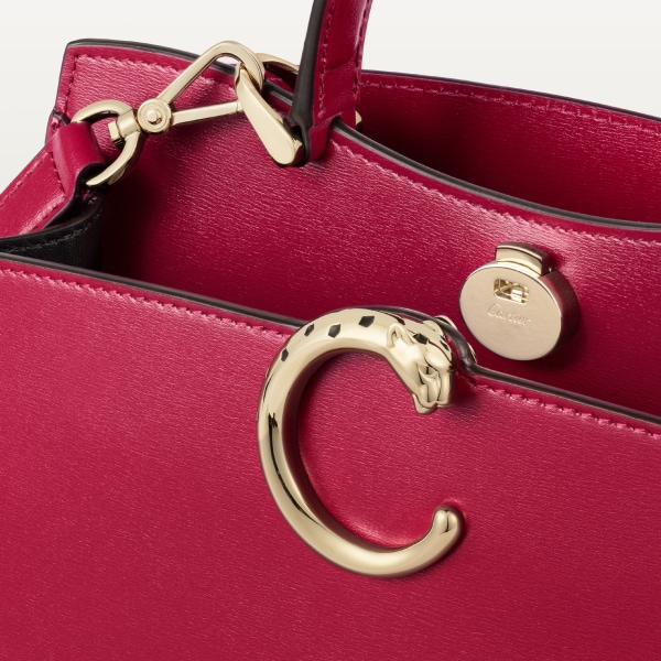 手袋，迷你款，Panthère de Cartier 櫻桃紅色小牛皮，金色飾面