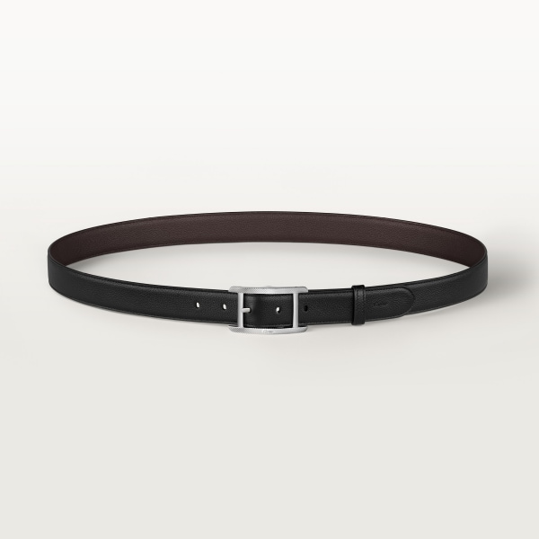Belt, Tank de Cartier Black and brown grained cowhide, palladium-finish buckle with gadroon motif