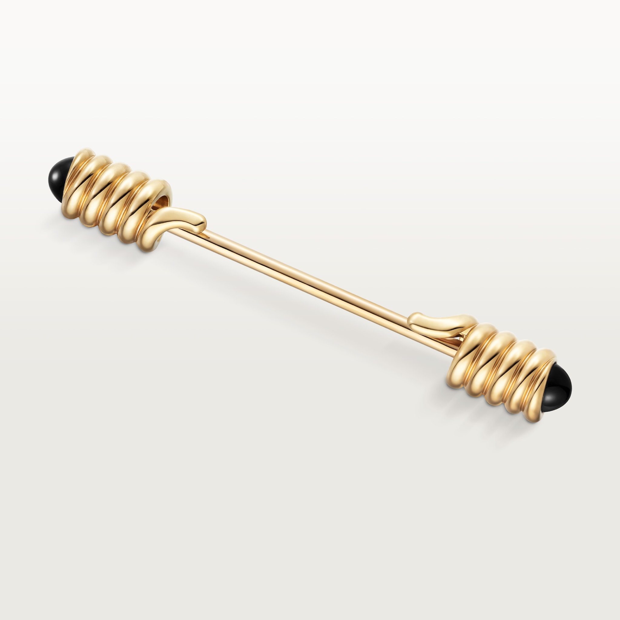 領帶夾，彈簧圖案 黃金，縞瑪瑙