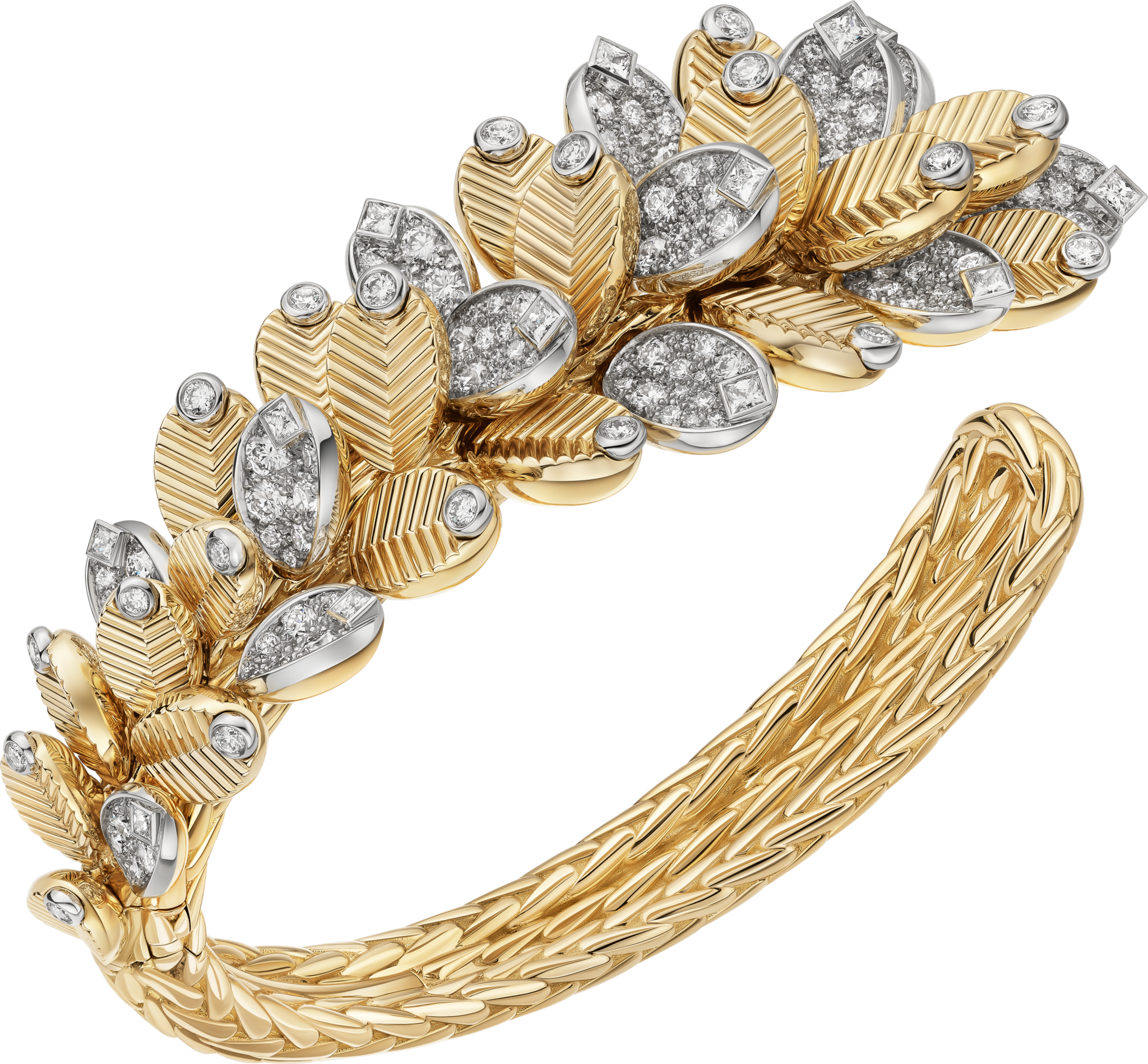 Grain de Café bracelet Yellow gold, platinum, diamonds