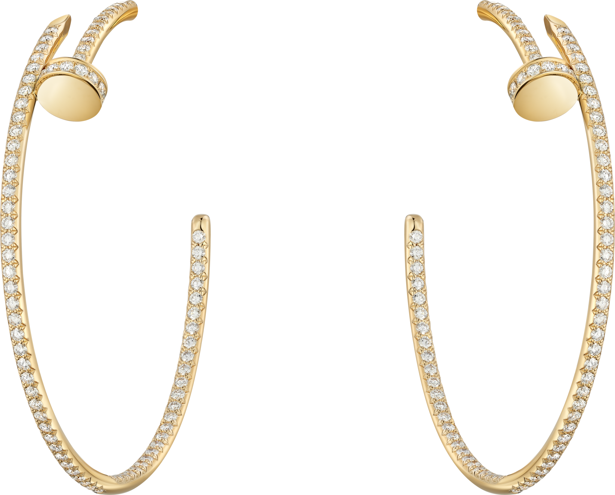 Juste un Clou hoop earrings, large model, pavedYellow gold, diamonds