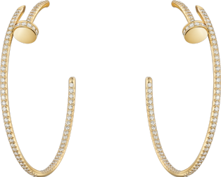 Juste un Clou hoop earrings, large model, paved Yellow gold, diamonds