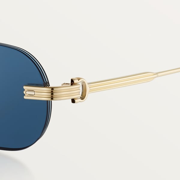 Première de Cartier 太陽眼鏡 光滑金色飾面金屬，藍色鏡片 