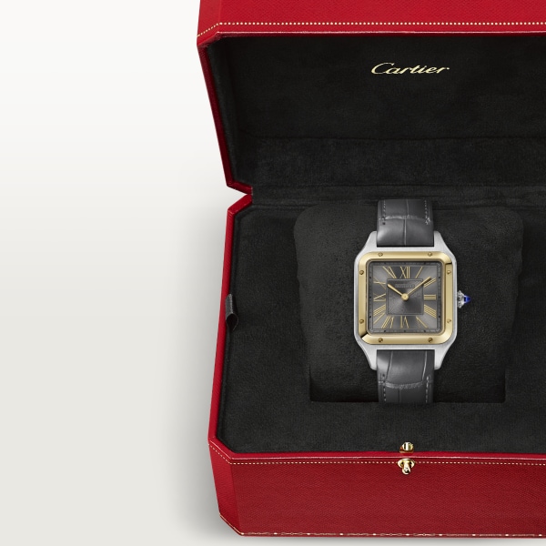 Santos-Dumont 腕錶 大型款，石英機芯，黃金，精鋼，皮革
