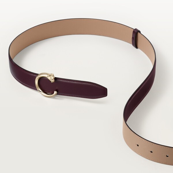 皮帶，35毫米，Panthère de Cartier，尺寸：75厘米 葡萄紫色小牛皮，金色飾面帶扣