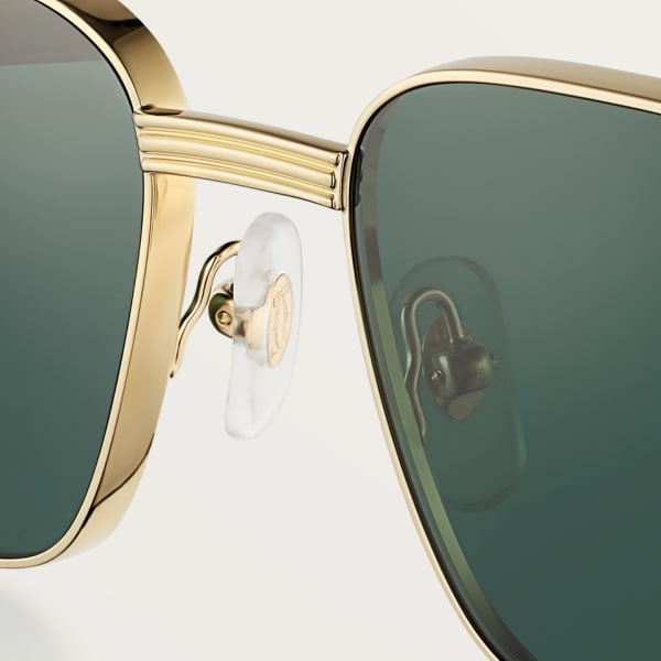 Première de Cartier 太陽眼鏡 光滑金色飾面金屬，透明棕色醋酸纖維，綠色鏡片