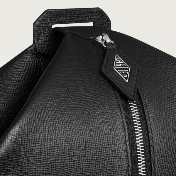 背包，Cartier Losange 黑色粒面小牛皮，鍍鈀飾面及琺瑯