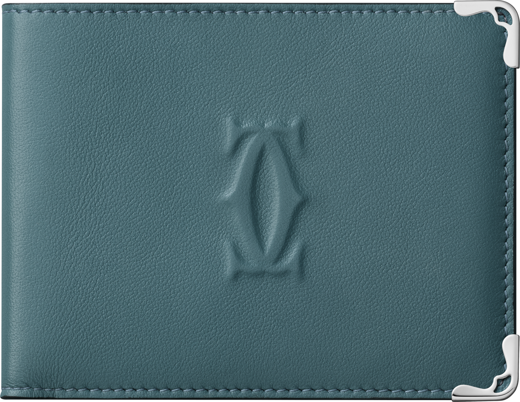 銀包，可容納6張信用卡，Must de Cartier精鋼灰色小牛皮，鍍鈀飾面 