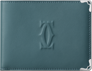 銀包，可容納6張信用卡，Must de Cartier 精鋼灰色小牛皮，鍍鈀飾面 