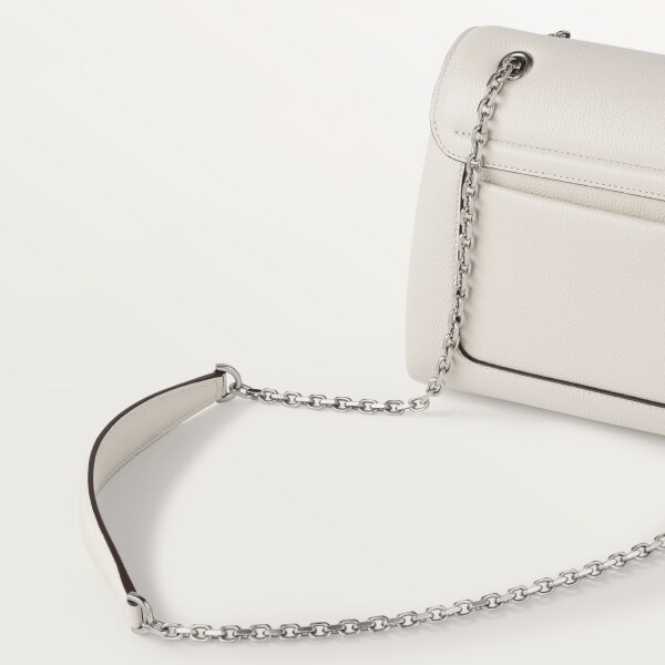 鏈帶手袋，小型款，Panthère Graphique de Cartier 鹽白色粒面小牛皮，金色飾面