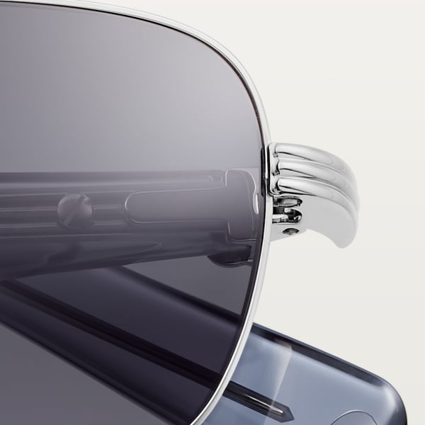 Première de Cartier 太陽眼鏡 光滑鍍鉑金飾面金屬，透明藍色醋酸纖維，藍色鏡片