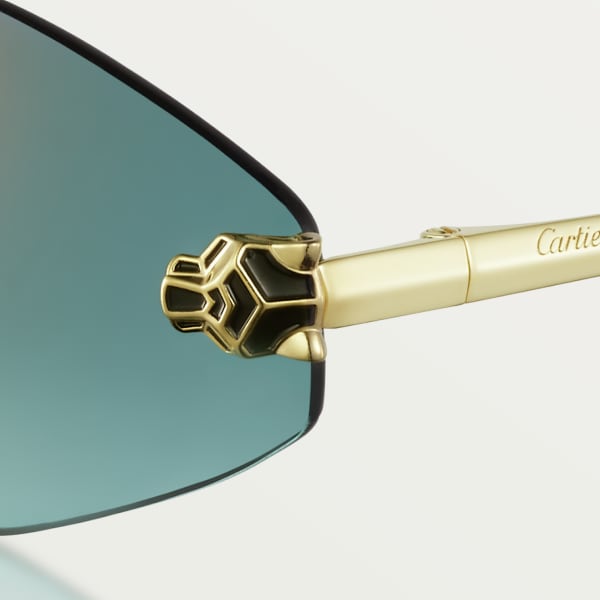 Panthère de Cartier 太陽眼鏡 光滑金色飾面金屬，綠色漸變鏡片