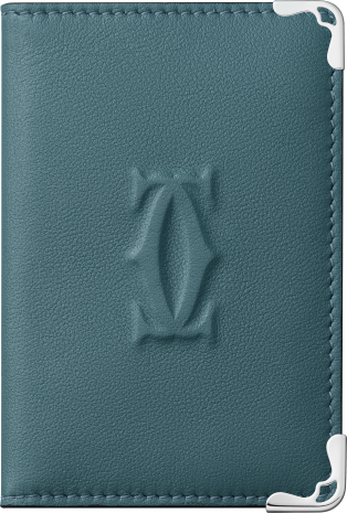 信用卡夾，可容納4張信用卡，Must de Cartier 精鋼灰色小牛皮，鍍鈀飾面