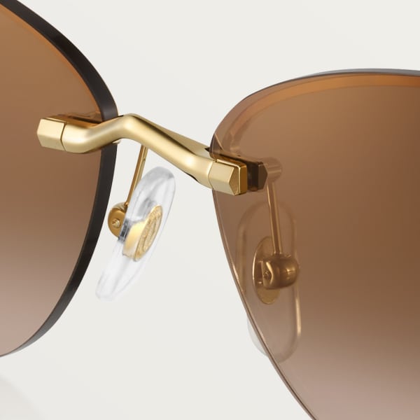 Panthère de Cartier 太陽眼鏡 光滑金色飾面金屬，棕色漸變鏡片