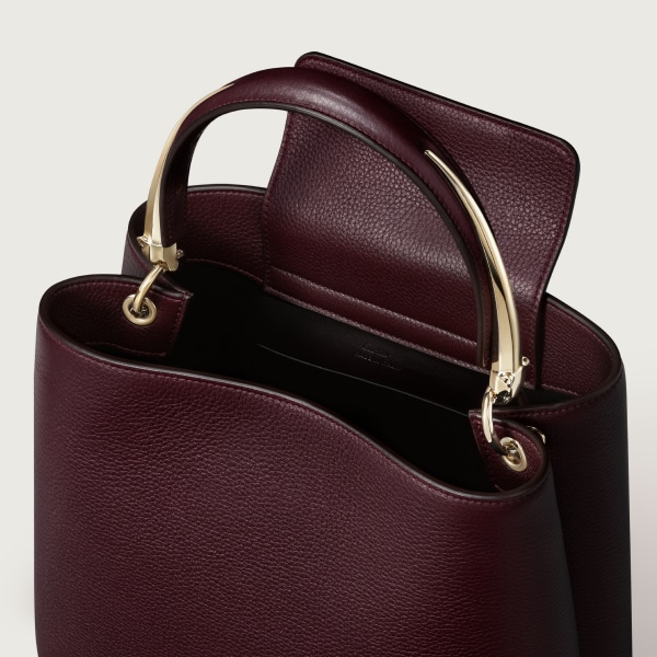 手袋，小型款，Panthère Double 葡萄紫色粒面小牛皮，金色飾面