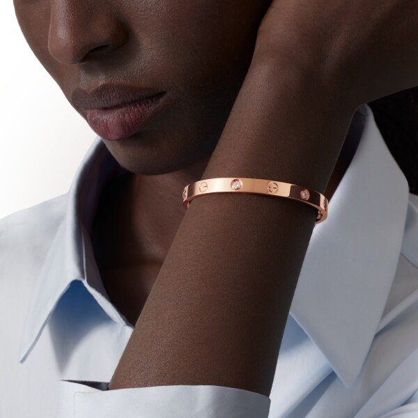 Love 手鐲，經典款，4顆鑽石 18K玫瑰金，鑽石