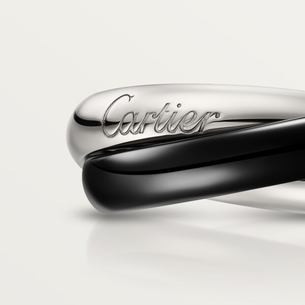 Trinity 戒指，陶瓷，經典款 18K白色黃金，陶瓷